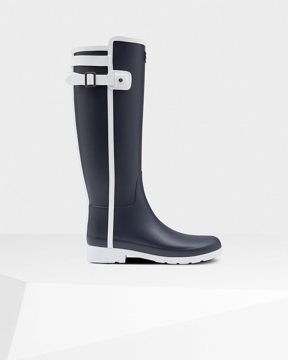 Hunter Refined Slim Fit Contrast Tall Rain Boots - Online Womens Navy/White - HPGEVK158